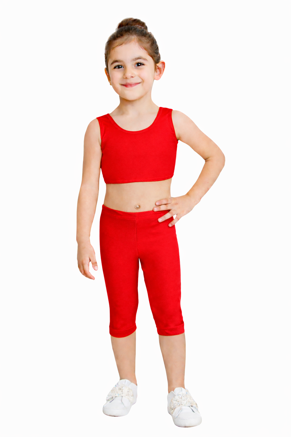 LEGGINS DANZA LYCRA TRE QUARTI ROSSO BABY