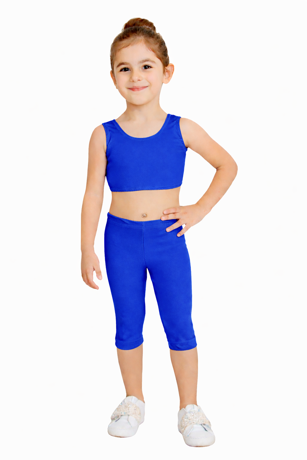 LEGGINS DANZA LYCRA TRE QUARTI BLU BABY
