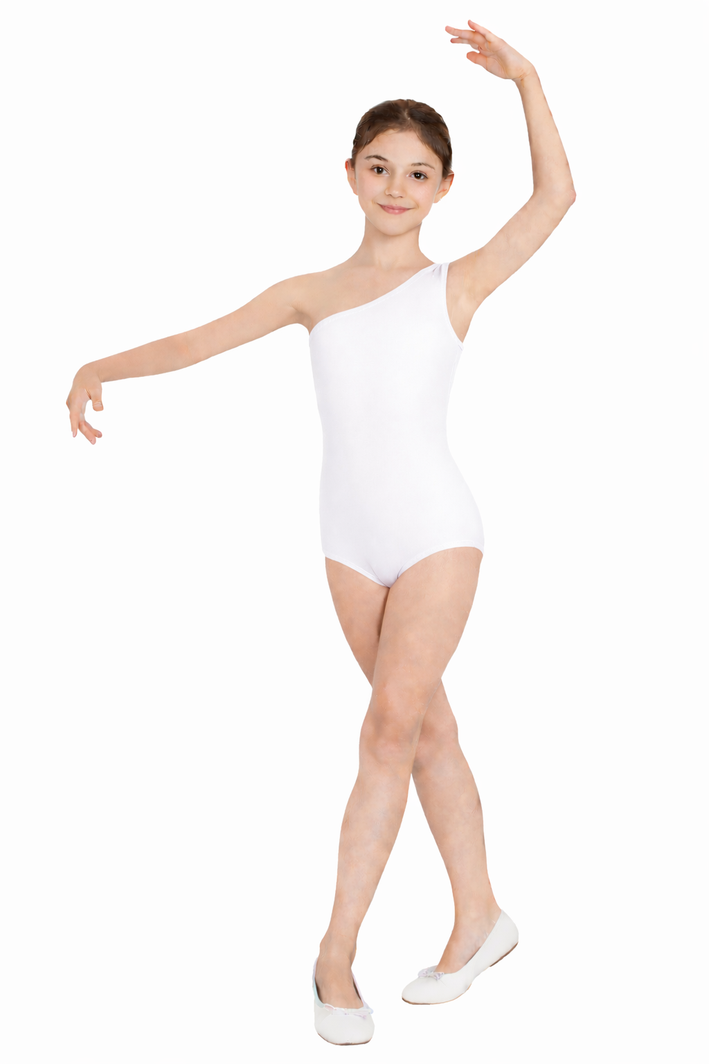 BODY DANZA LYCRA MONOSPALLA BIANCO BAMBINA