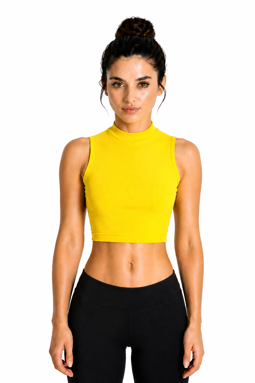 TOP LYCRA SCOLLO AMERICANO GIALLO DANZA DONNA